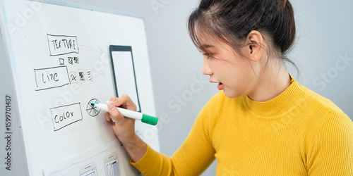 Slika na platnu UI UX designer drawing new website wireframe.