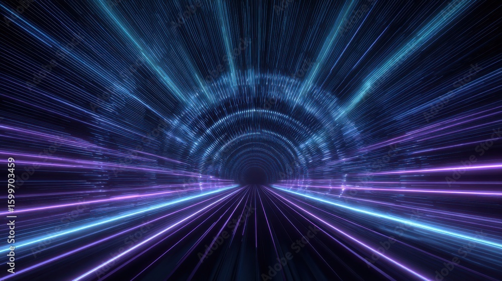 Sci - fi inspired neon tunnel with blue and purple light streaks, evoking a sense of speed, motion, and high - tech adventure in a digital universe. Sci - fi inspired neon tunnel with blue and purple light streaks, evoking a sense of speed, motion, and high - tech adventure in a digital universe.