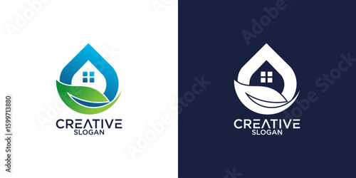 water home leaf logo vector design