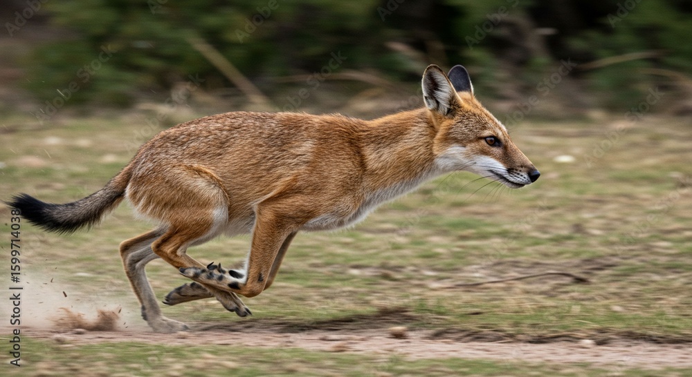 Obraz premium Running wild canid in natural habitat