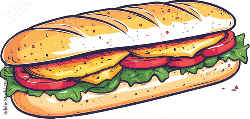 Delicious sandwich and hamburger with cheese on white background