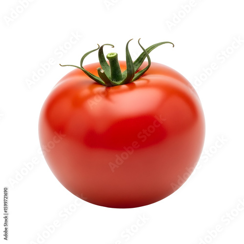 Wallpaper Mural Single Ripe Red Tomato with Green Stem. Torontodigital.ca