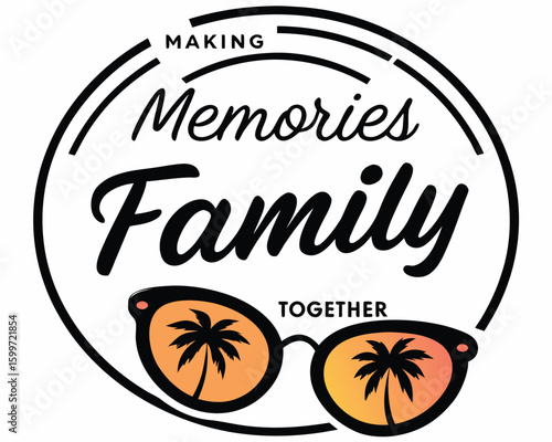 Making memories together with family is evoked by palm tree reflections in shades