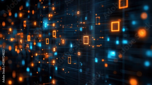Abstract Digital Network: Flowing Data Streams and Connections
