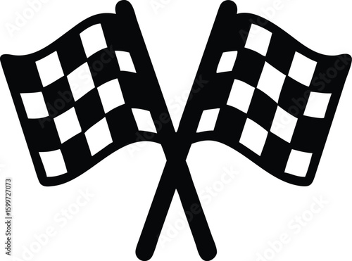 Crossed checkered racing flags icon
