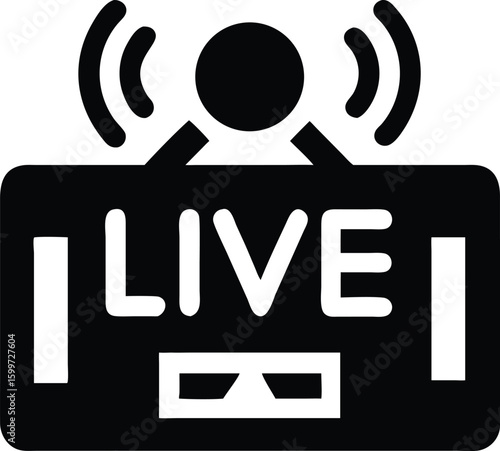 Live stream icon broadcasting signal concept