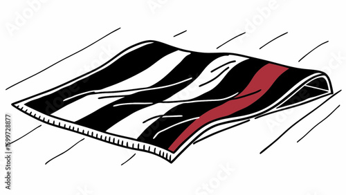 Black white and red striped rug vector illustration home decor interior design floor covering carpet artwork