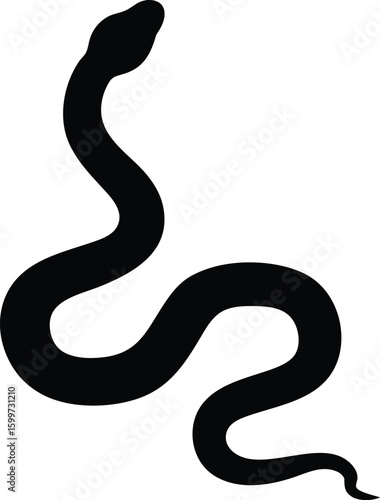 Wallpaper Mural Snake Silhouette in Black: A striking silhouette of a sinuous snake, captured in bold black, gliding gracefully against a plain backdrop, embodying stealth, mystery and elegance. Torontodigital.ca