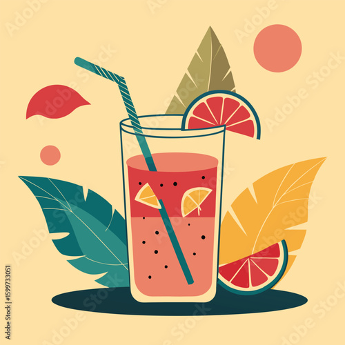 vector illustration of a glass of cocktail