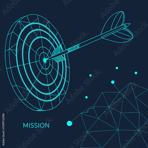 
a blue outline of a dart hitting a target