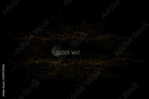 Isolated design component, exquisite golden abstract frame made of shiny tinsel.