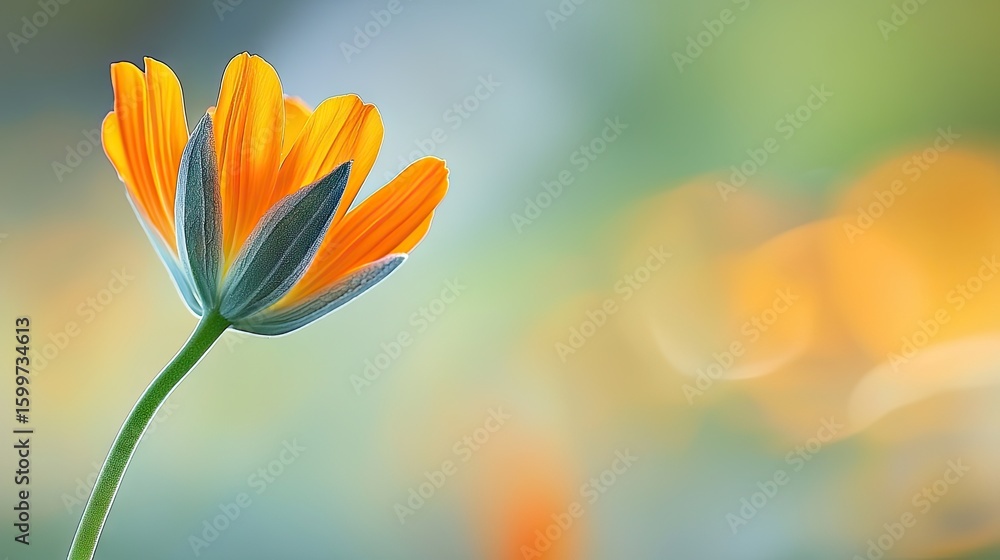 Fototapeta premium Blooming Flower in Soft Light Against Blurred Background