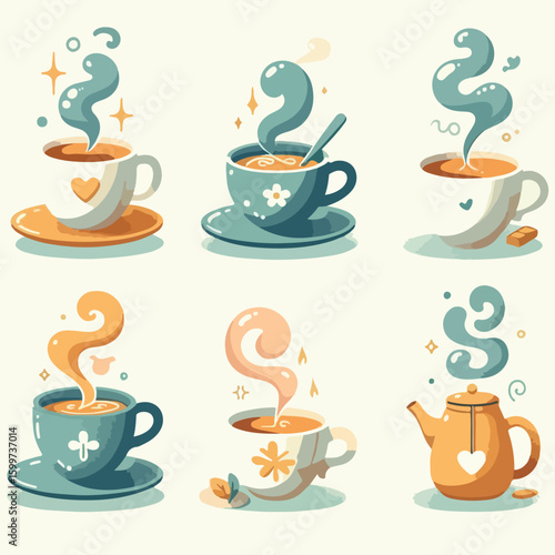 A warm cup of tea releasing soft steam