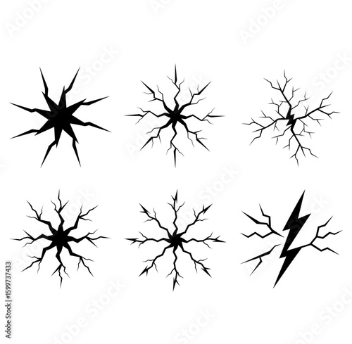 Lightning Bolt Clipart , Simple Black Silhouette Storm Graphics, Realistic Lightning Weather Strike Cut File