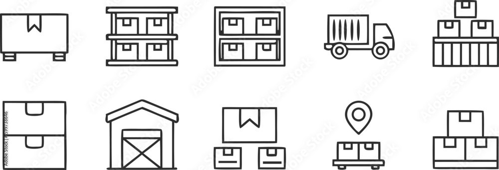 Warehouse and Logistics Icons shipping delivery Warehouse and Logistics Icons shipping delivery