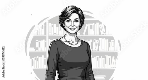 Young woman teacher with books