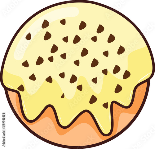 A donut icon with various icing and toppings, ideal for food-related design or digital use.