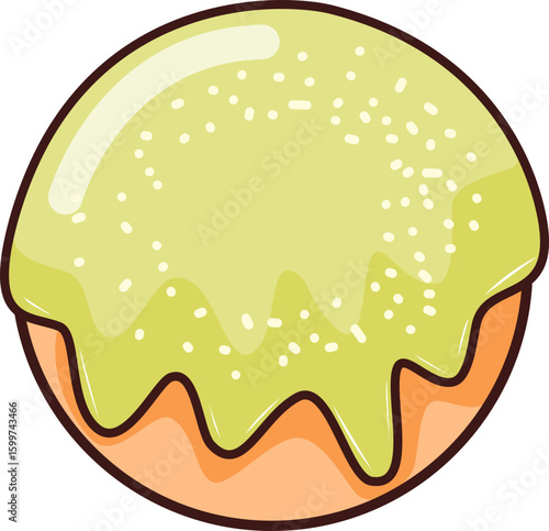 A donut icon with various icing and toppings, ideal for food-related design or digital use.