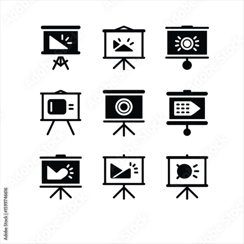 black and white icons set