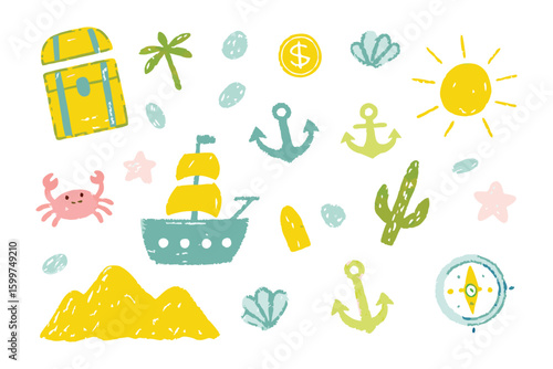 Tablou pe pânză Adventure at Sea: This lively illustration encapsulates a seafaring journey