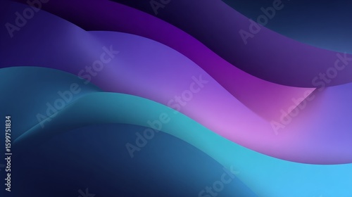 Vibrant abstract waves flow together in shades of blue and purple, creating a serene and dynamic visual composition