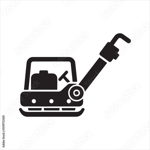 Black silhouette of a compactor machine for construction work