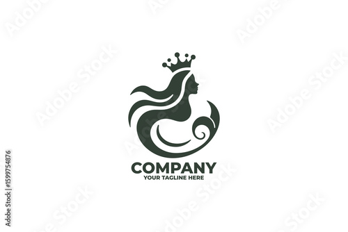 Fantasy Mermaid Flat Logo Design