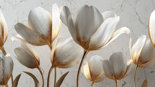 Elegant White And Gold Tulips Floral Design