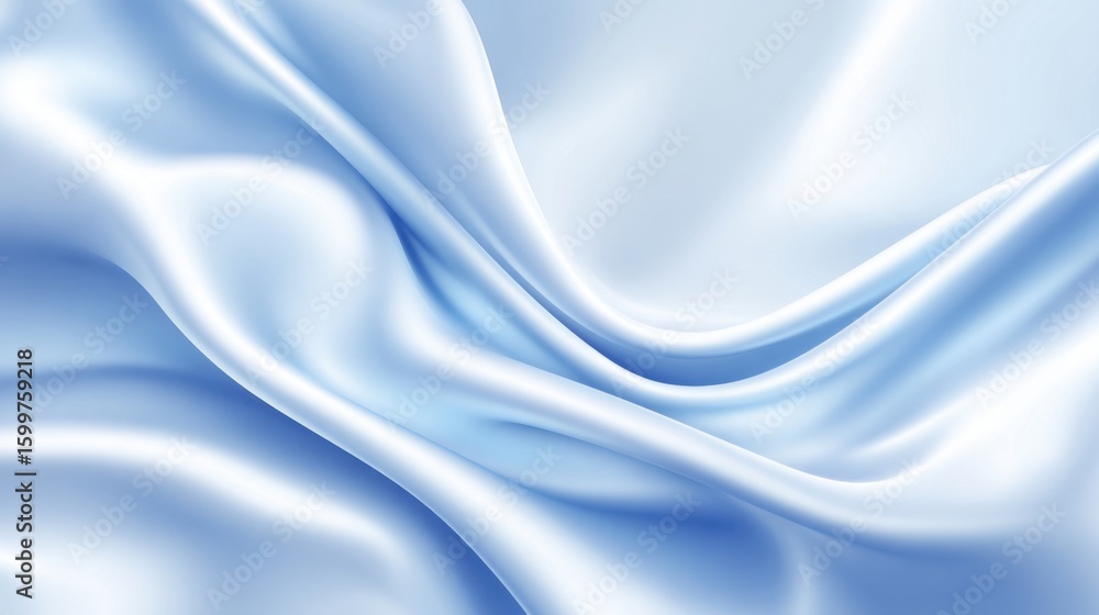 Obraz premium Luxurious blue satin fabric flows smoothly, reflecting soft light. The gentle folds create a calming atmosphere, perfect for a peaceful environment or elegant decor.