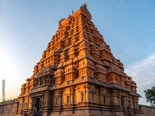 Stunning Brihadeeswarar Temple at Sunset, Thanjavur, Tamil Nadu, India - Architectural Marvel