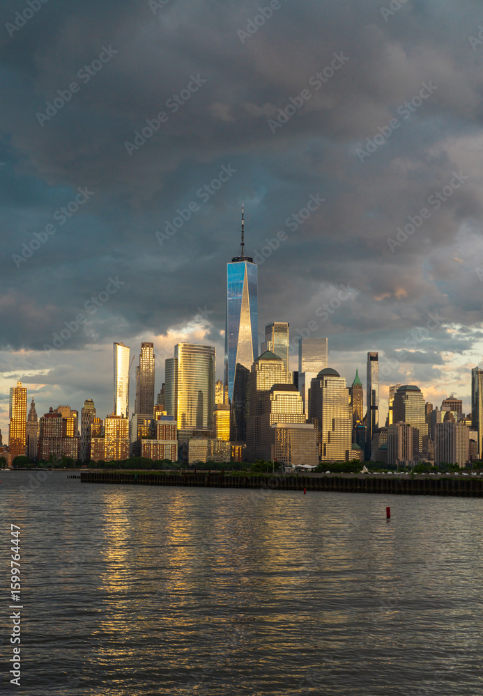 Fototapeta premium New York City. NYC cityscape with skyscrapers. Panoramic of New York City skyline. Manhattan skyline. New York and Hudson River. Downtown NYC. New York skyscrapers. The business district.