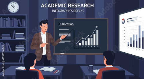 Lecturer Explaining Data And Chart Infographics In The Academic Field
