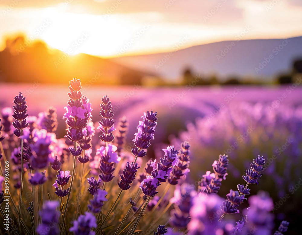 Fototapeta premium Soft Focus Lavender Field in Light Purple