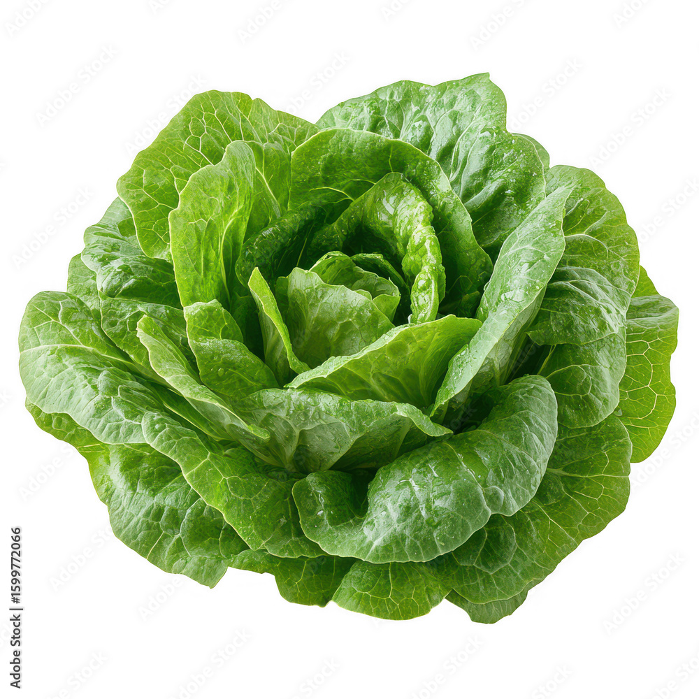 Obraz premium Fresh green lettuce head with crisp leaves isolated on transparent background