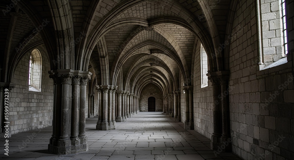 Naklejka premium Find Tranquility in the Quiet Zone of a Majestic Stone Hallway Structure