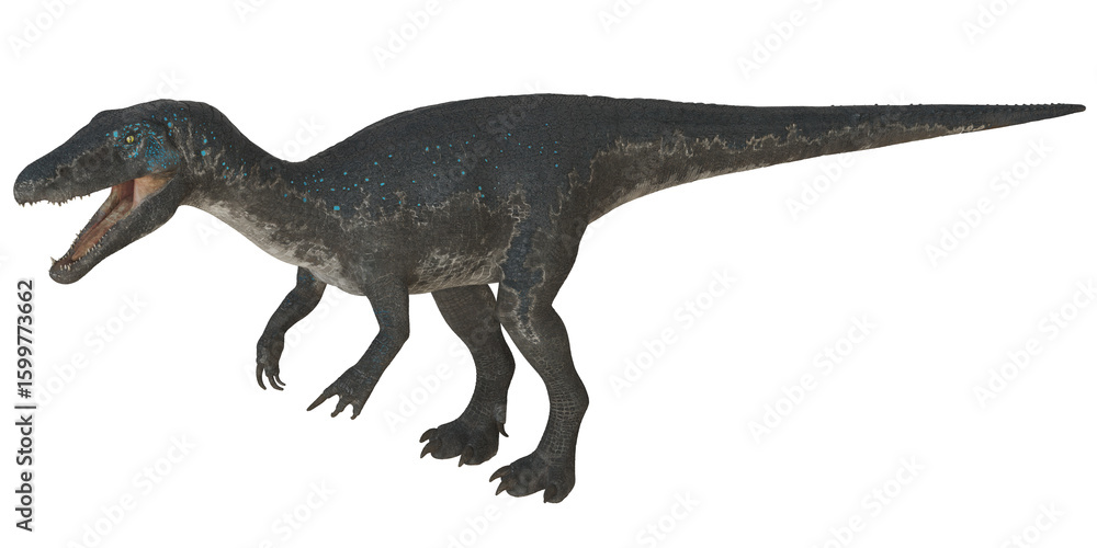 Naklejka premium Realistic dinosaur model with open mouth