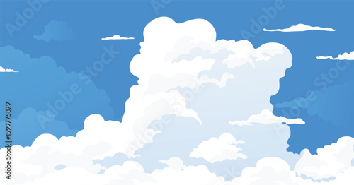 White clouds on a blue sky background, summer sky background