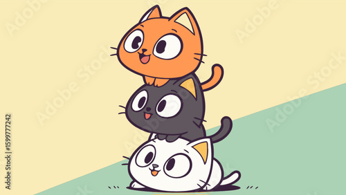 Cute cartoon cats vector illustration for cat lovers and pet enthusiasts adorable kitten design and artwork
