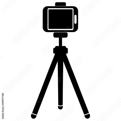 Smartphone on tripod vector silhouette