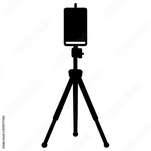 Smartphone on tripod vector silhouette