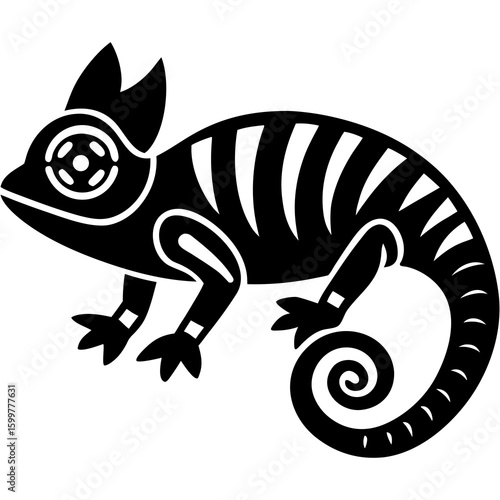 The chameleon in Alebrije is changing color vector silhouette