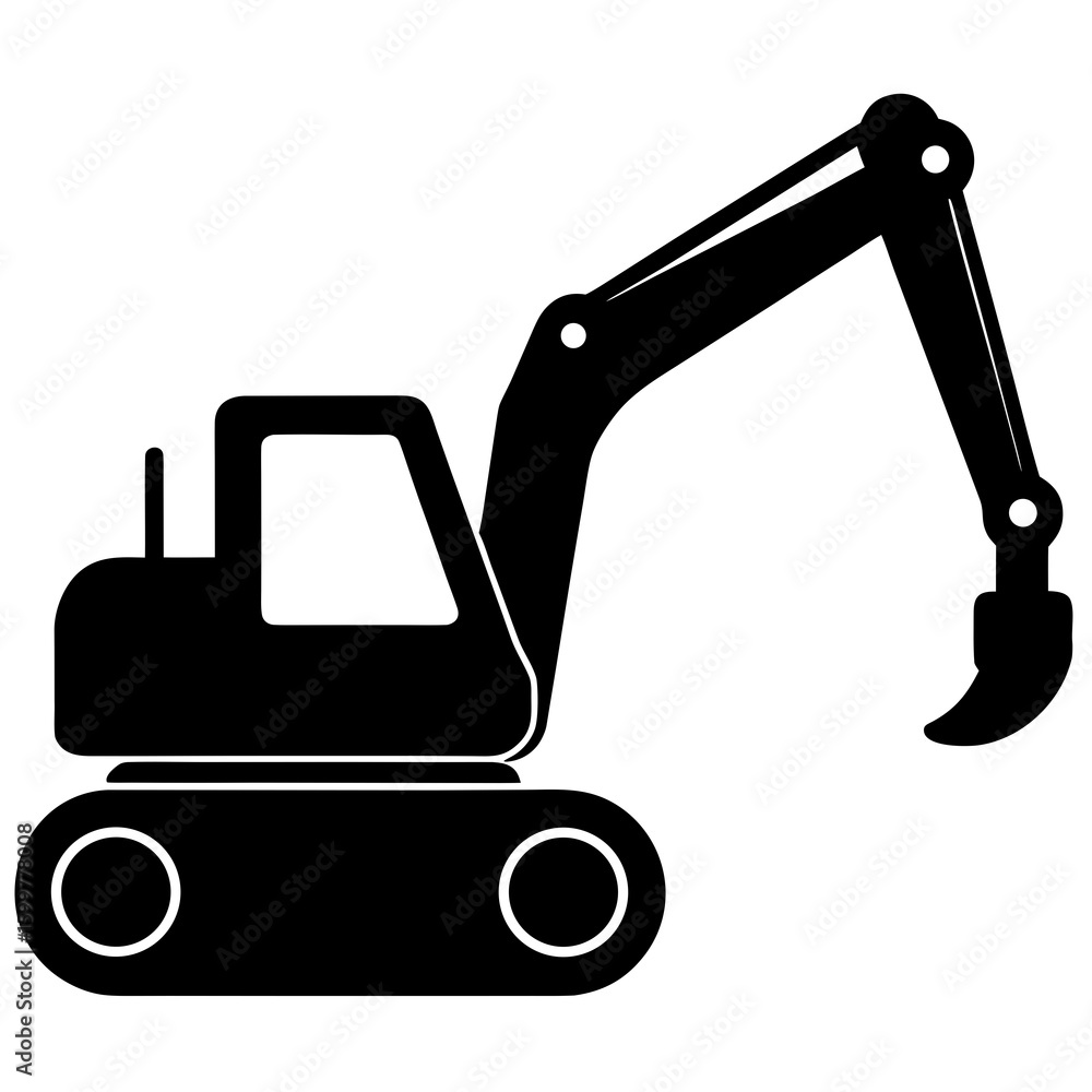 Fototapeta premium vector silhouette of an excavator