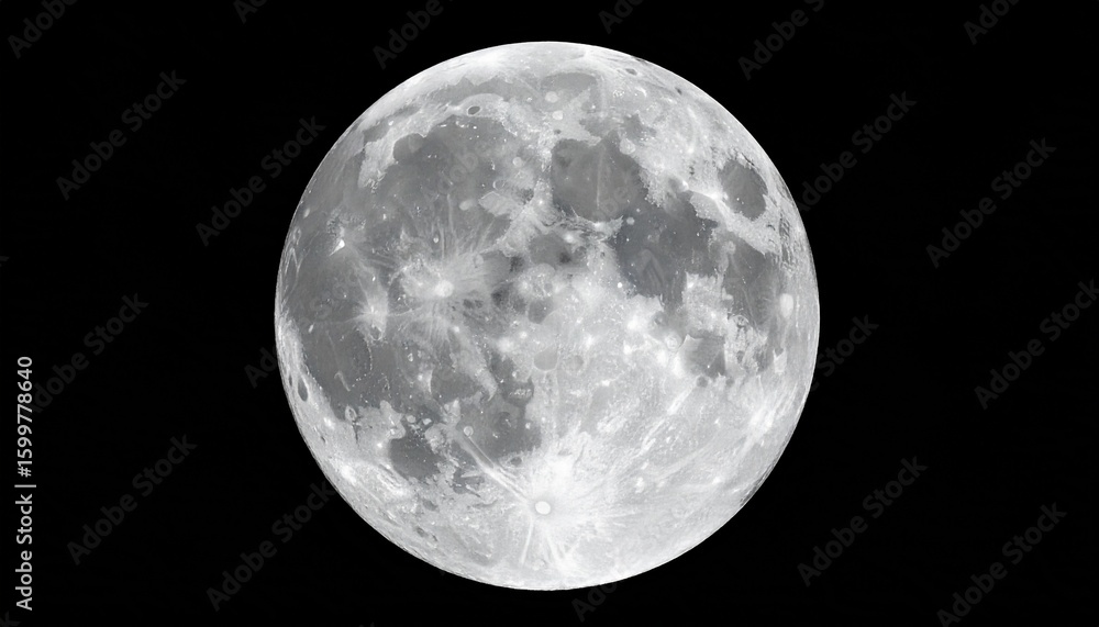 Fototapeta premium Bright full moon glowing in the dark night sky