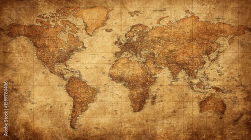 The vintage world map displays numerous countries and continents with intricate detailing. It offers a nostalgic look at geography, reflecting historical features and boundaries.