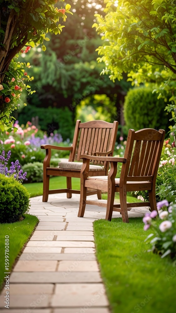 Garden path with chairs Garden path with chairs
