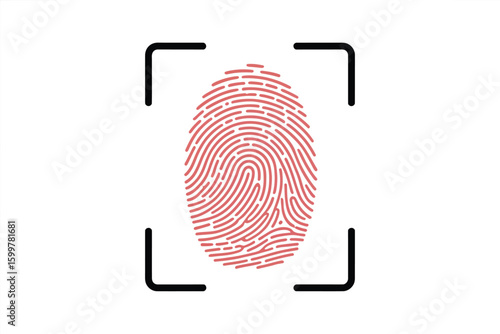 A fingerprint in red with a black square around it on a white background for identification purposes