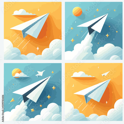 A paper plane soaring through the air