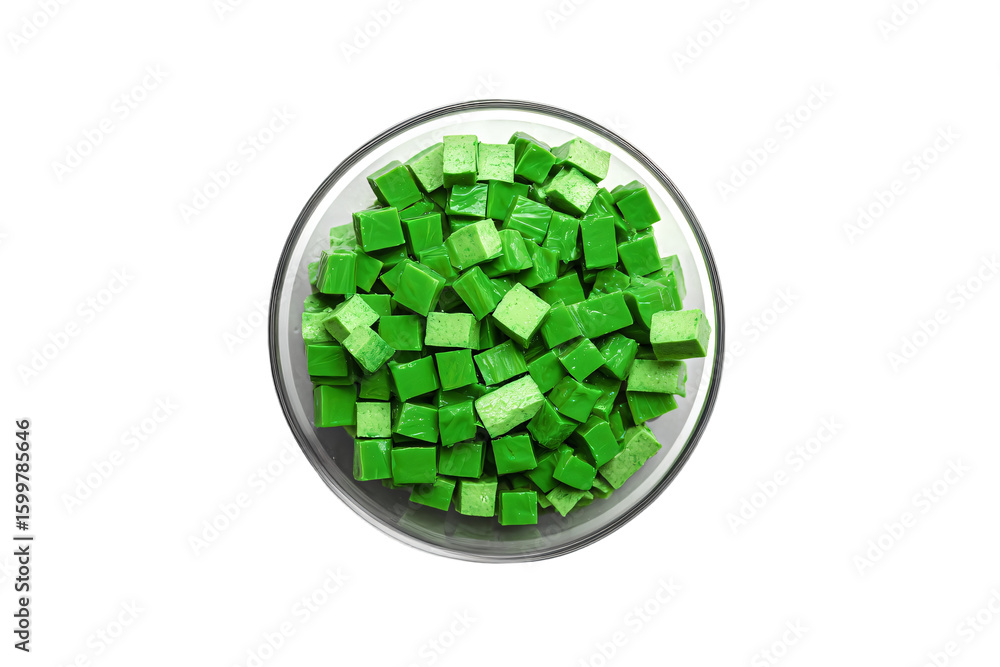 Fototapeta premium a bowl of green legos on a white surface