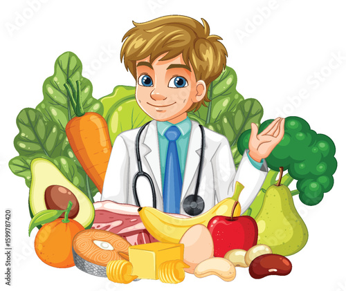 Young Nutritionist Surrounded by Healthy Food Choices