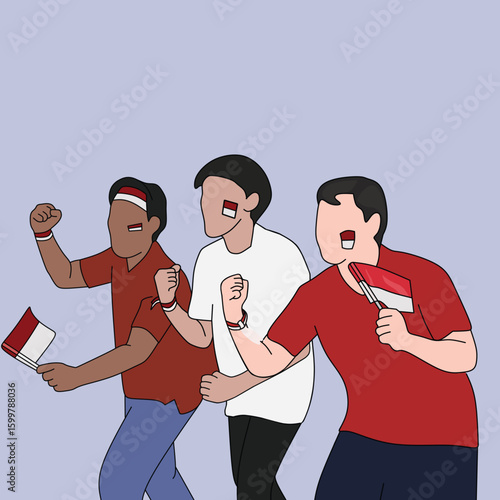 Group of Patriotic Indonesian Supporters Celebrating
